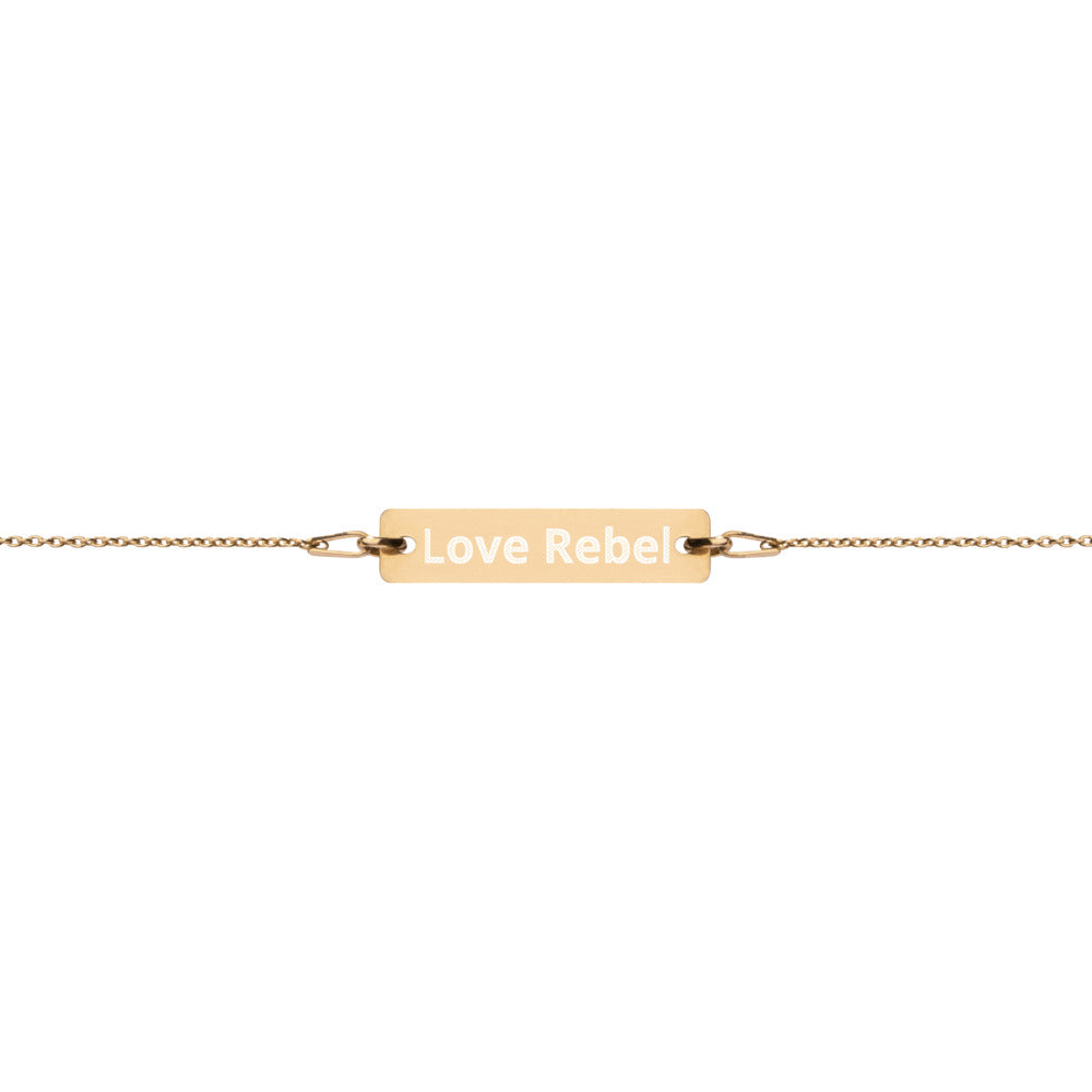 Engraved Love Rebel  Bar Chain Bracelet